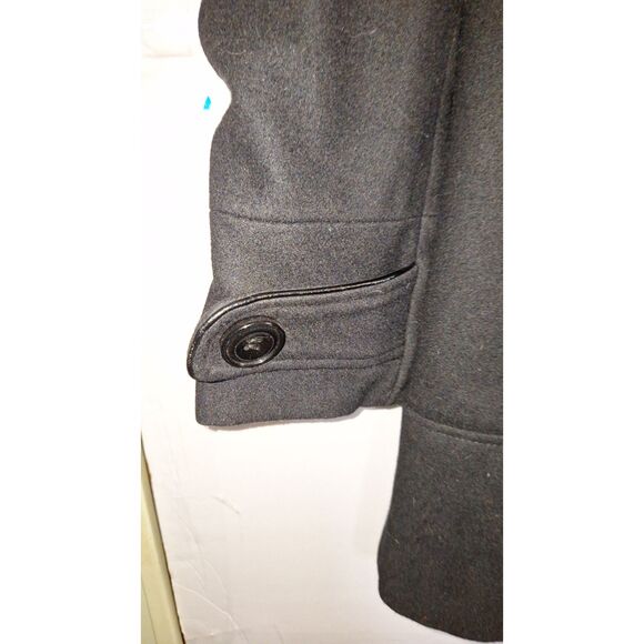 A Guess Women's Black Pea Coat Wool Blend Toggle Front Retro Nautical Y2K M - Picture 4 of 10